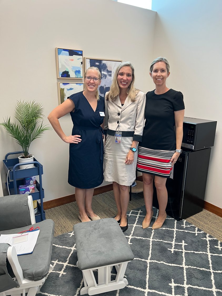 OKEECHOBEE -- The new lactation room was dedicated on July 6. Left to right are Amy Spears, president of the Martin County Women Lawyers Association, Circuit Judge Rebecca White and Elizabeth Hunter, past president of the Martin County Women Lawyers Association. [Photo by Katrina Elsken]